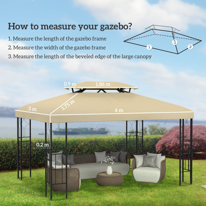 Gazebo Roof Replacement, for 3 x 4m Frames - Cream