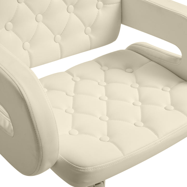 Upholstered Swivel Bar Stool, Set of 2 Height Adjustable Barstool with Back, Armrest, Footrest for Kitchen, White