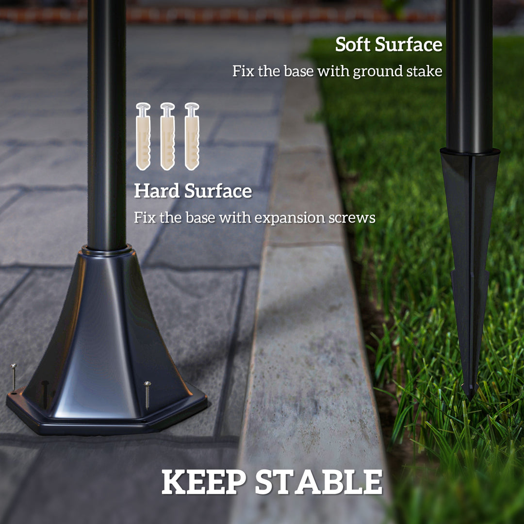 MCL Outdoor Garden Solar Post Lamp Sensor Dimmable LED Lantern Bollard Pathway 1.6M Tall – Black