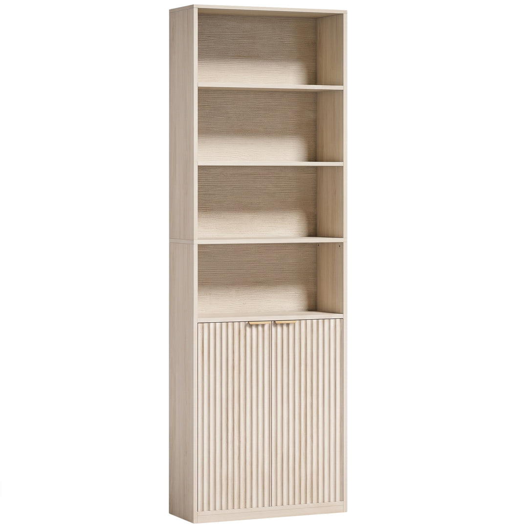 Bookcase Adjustable Shelf Bookshelf Anti-Tip Hardware 6-Tier - Oak Wood Effect