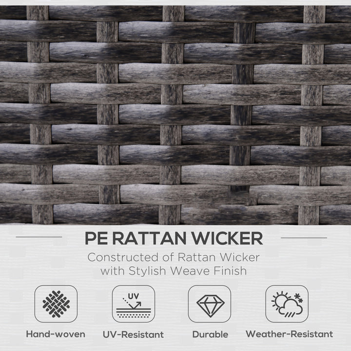 MCL 3PC Rattan Garden Furniture Storage Sofa Set 4 Seater Wicker Coffee Table Conservatory Sun Lounger Reclining Set Outdoor Weave with Cushion Grey