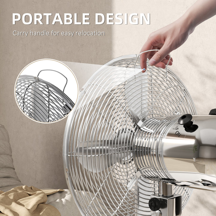 Three-Speed Oscillating Desk Fan - Silver-Tone