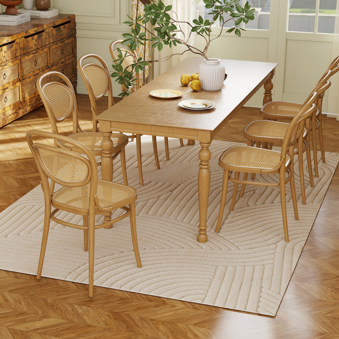 Modern Geometric Rug, Thick &amp; Plush, Non-Slip, 230 x 160 cm, Cream, Li