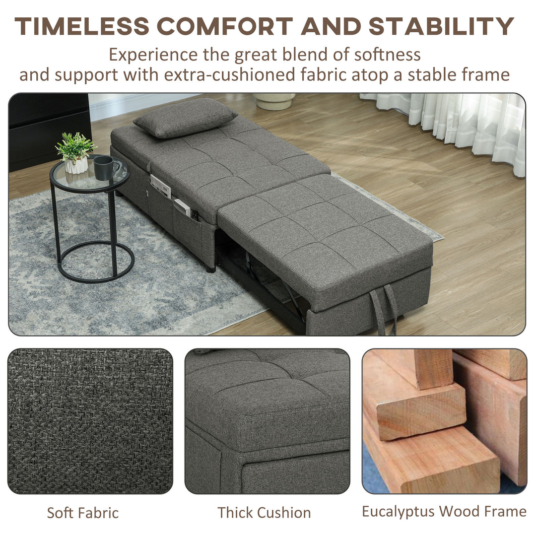 Four-In-One Single Sleeper Chair - Dark Grey