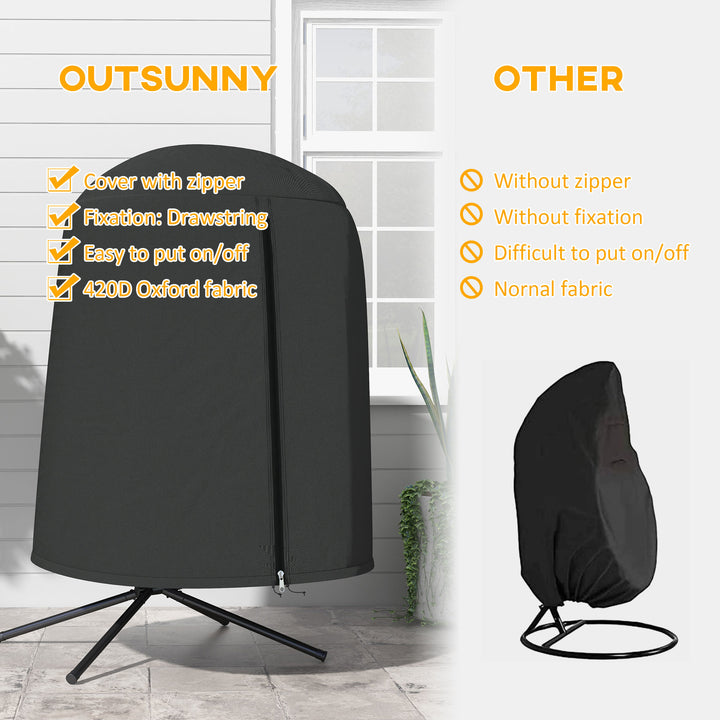 190 x Φ128cm Hanging Egg Chair Furniture Cover - Black
