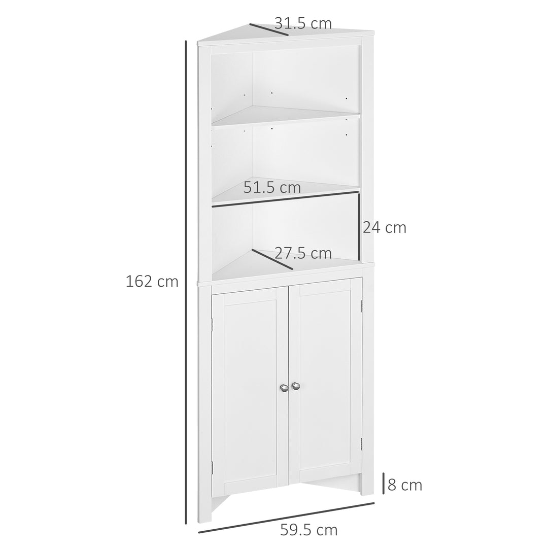 kleankin Triangle Bathroom Cabinet, Corner Bathroom Storage Unit with Cupboard and 3