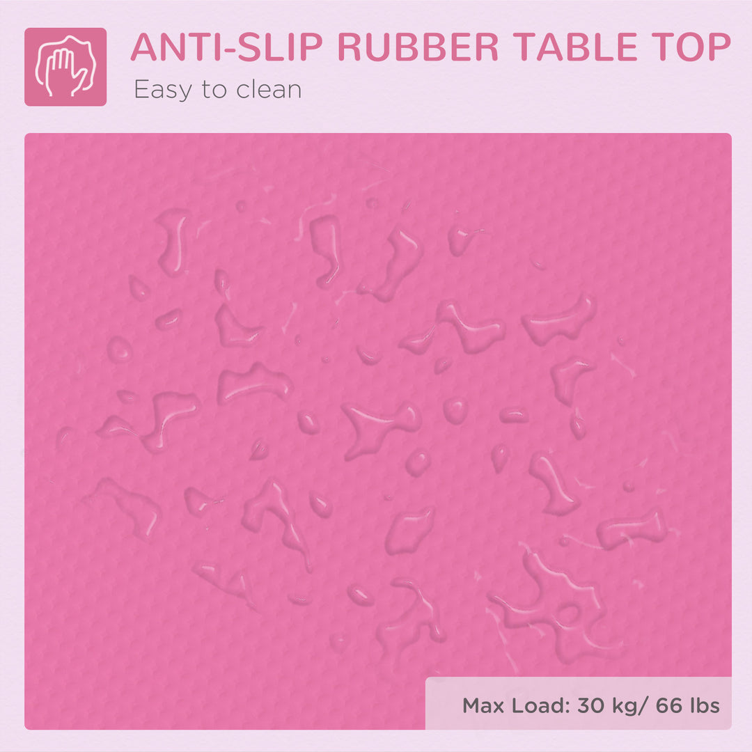 32" Foldable Dog Grooming Table Pet Drying Beauty Table Adjustable Fixed Arm Rubber Top, Pink