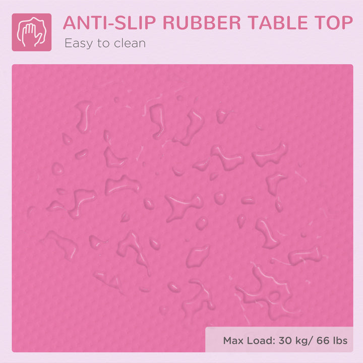 32" Foldable Dog Grooming Table Pet Drying Beauty Table Adjustable Fixed Arm Rubber Top, Pink