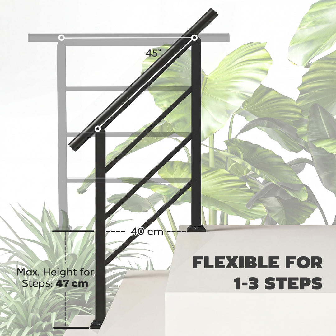 Outdoor Handrail for Stairs, 0°-45° Adjustable Wrought Iron Exterior H