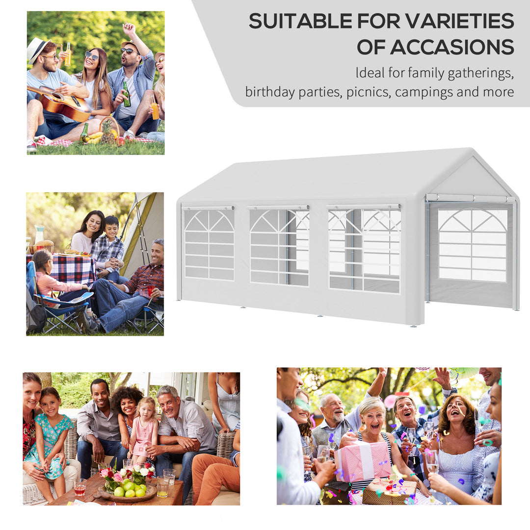 6 x 3(m) Garden Gazebo Marquee Party Tent Wedding Portable Garage Carport shelter Car Canopy Outdoor Heavy Duty Steel Frame Waterproof Rot Resistant