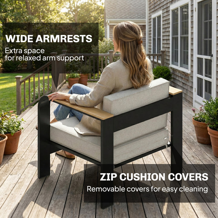 4 Seater Aluminium Garden Furniture Set with Olefin Cushions, Garden S