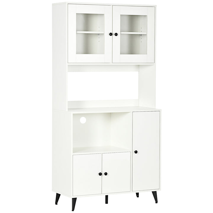 HOMCOM Freestanding Kitchen Cupboard, Modern Kitchen Storage Cabinet with Doors and Adjustable Shelves, 180cm, White