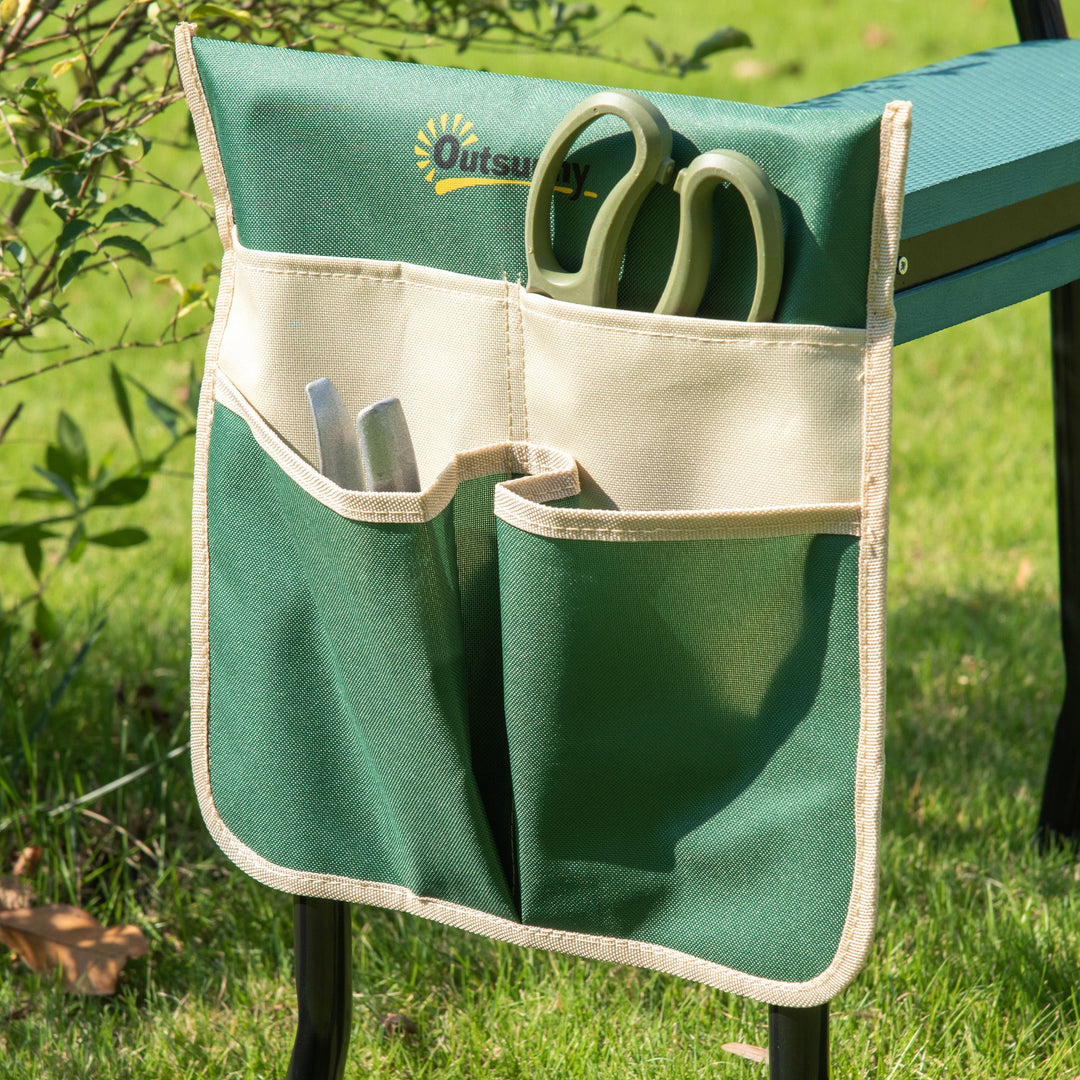 MCL Steel Frame Padded Garden Kneeler, with Tool Bag - Green