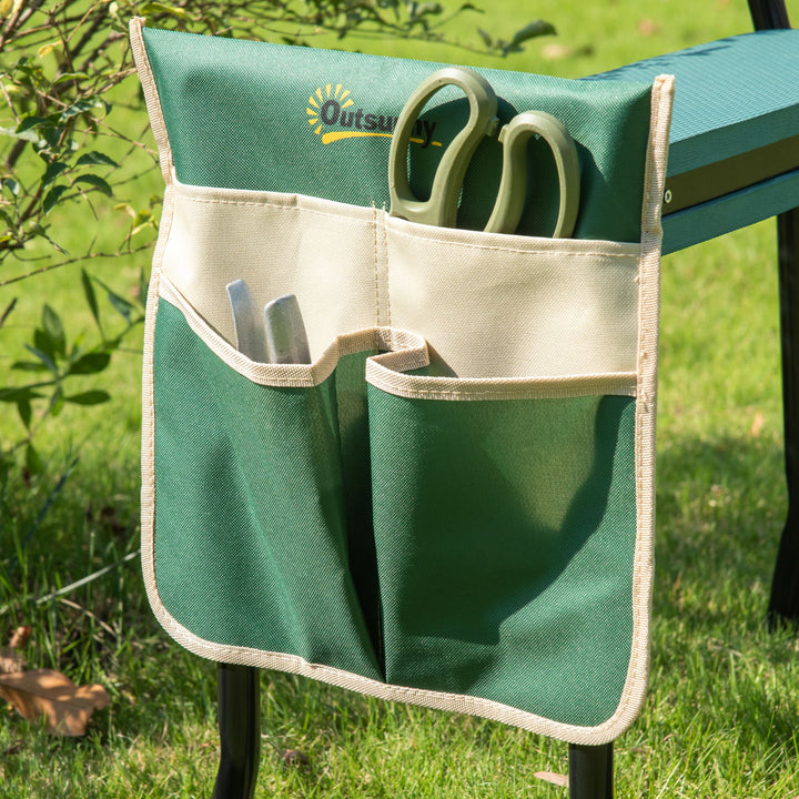 MCL Steel Frame Padded Garden Kneeler, with Tool Bag - Green