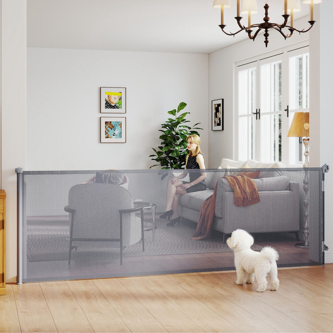 Retractable Dog Gate, Extends to 300 cm Wide &amp; 104 cm Tall, Mesh Pet G