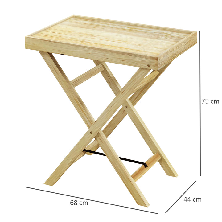 Outsunny Garden Table, Wooden Outdoor Side Table, 68x44cm, Perfect for Patio or Balcony, Natural Finish