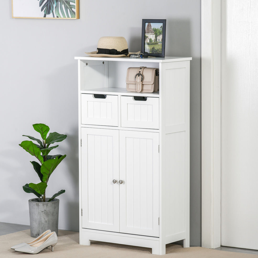 Kleankin Bathroom Cabinet: Slim Freestanding Unit with Drawers & Adjustable Shelf, White Storage Solution | Aosom UK