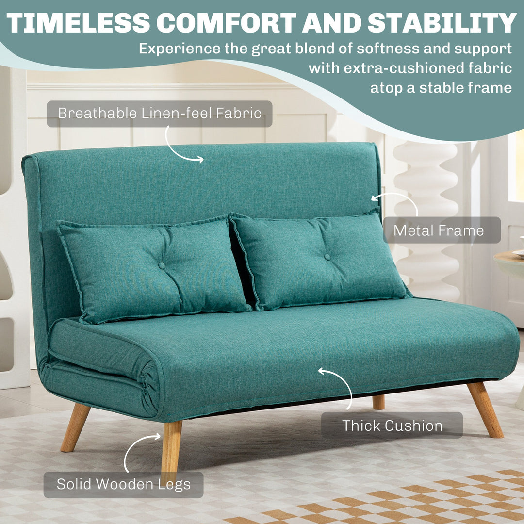 Two-Seater Linen-Look Sofa Bed - Green