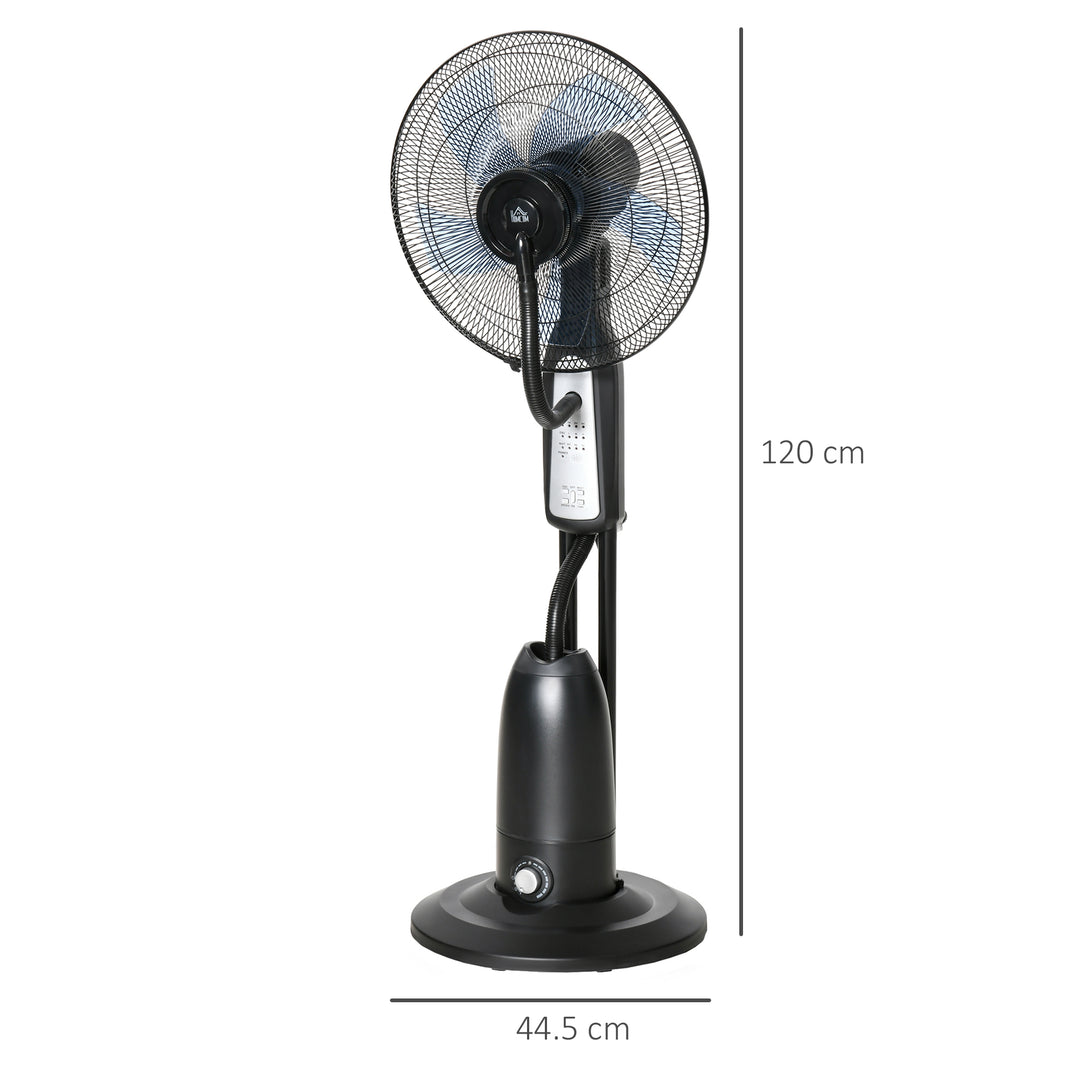 HOMCOM Pedestal Fan with Water Mist Spray, Humidifying Misting Fan, Standing Fan with 3 Speeds, 2.8L Water Tank, Timer and Remote, Black