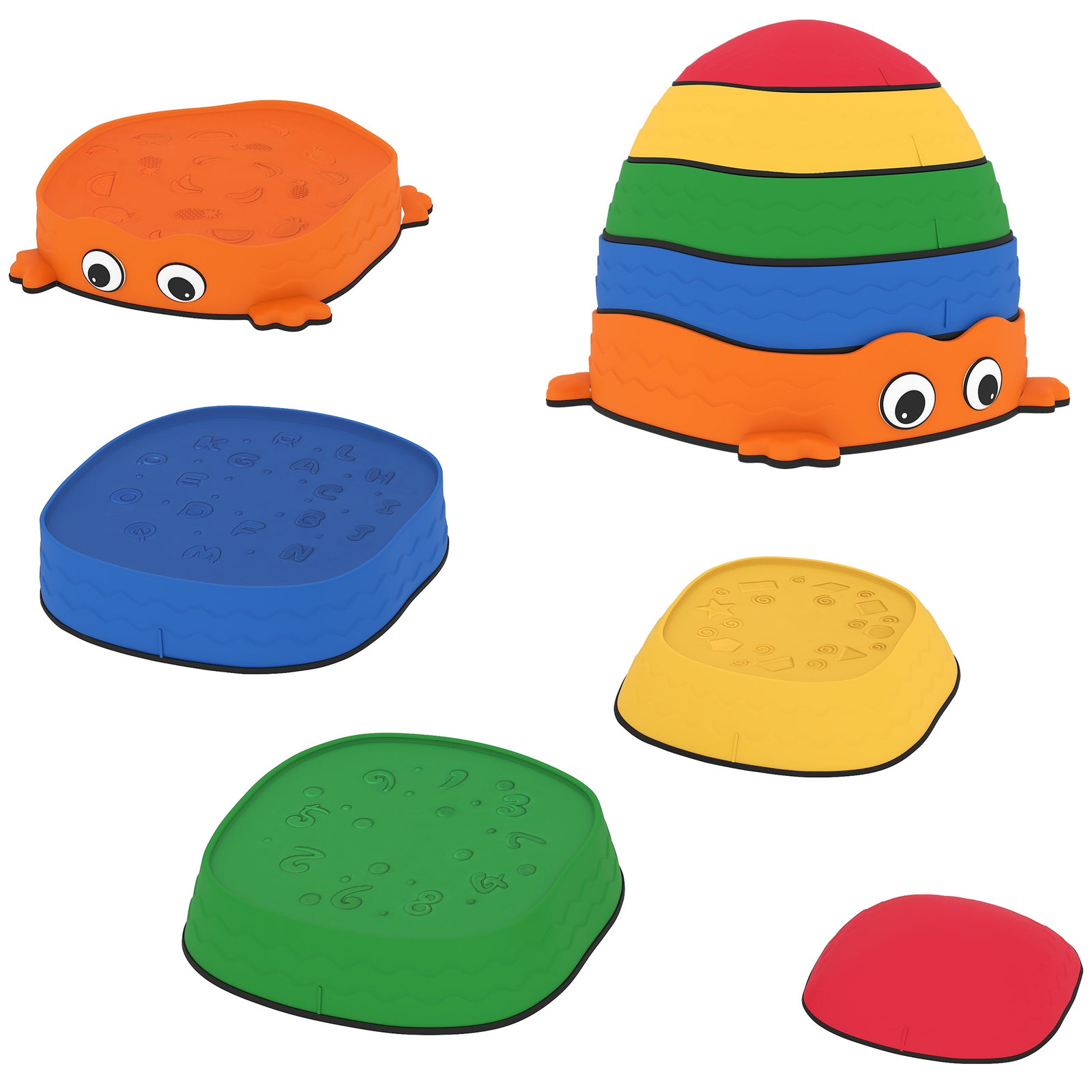 AIYAPLAY 5PCS Sensory Stepping Stones for Toddlers, Frog-Shaped Kids Stepping Stones Set with Anti-Slip Edging for Ages 2-8
