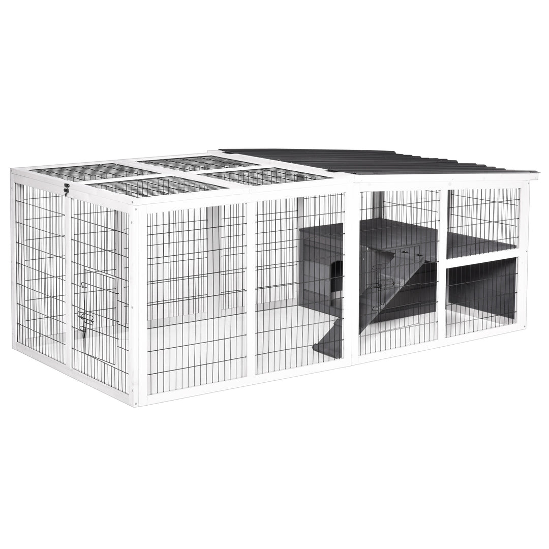 Guinea Pigs Hutches Wooden Small Rabbits Hutches Pet Run Cover Indoor Outdoor, Grey