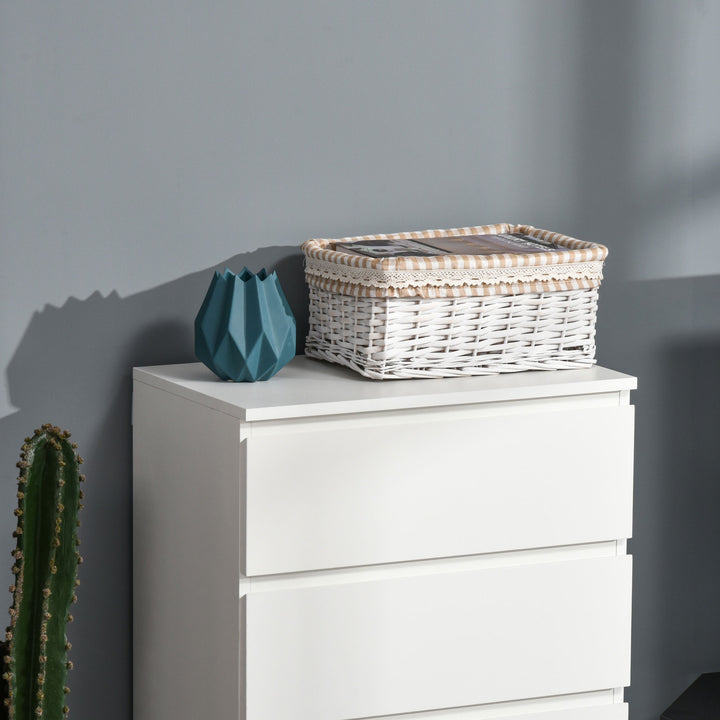 HOMCOM Chest of Drawers: 5 Drawer Storage Cabinet, Freestanding Tower Unit, Bedroom & Lounge, Pristine White