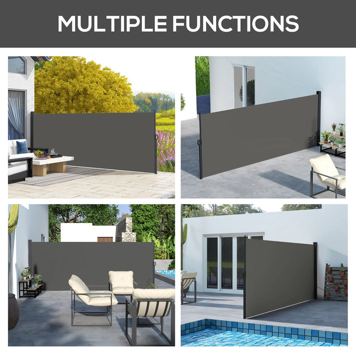 Retractable Side Awning, Outdoor Privacy Screen for Garden, Hot Tub, Balcony, Terrace, Pool, 400 x 160cm, Dark Grey
