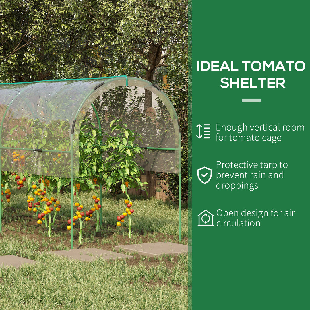 Outsunny Tunnel Tomato Greenhouse with 4 Hoops and Top Tap, Pointed Bottom and Guy Ropes, Clear