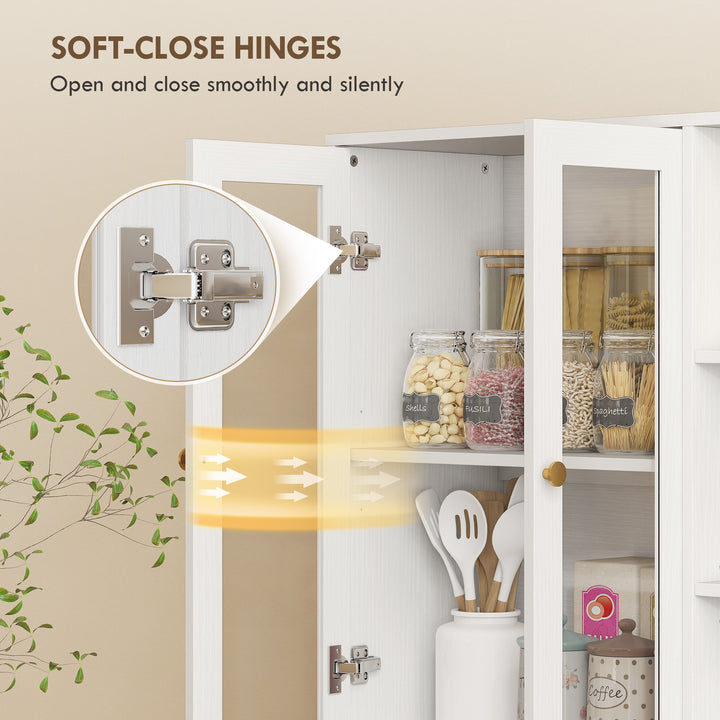 MCL Multi-Storage Kitchen Cabinet, with Glass Doors - White Wood-Effect