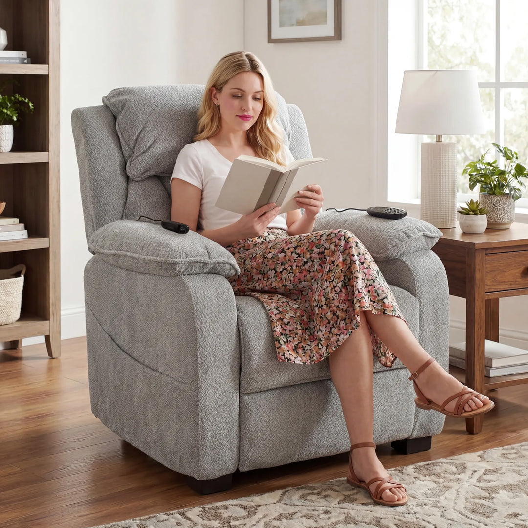 Power Recliner Armchair with Massage and Heat, Electric Reclining Chai