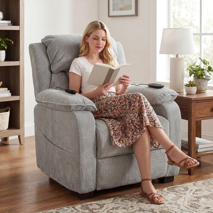 Power Recliner Armchair with Massage and Heat, Electric Reclining Chai