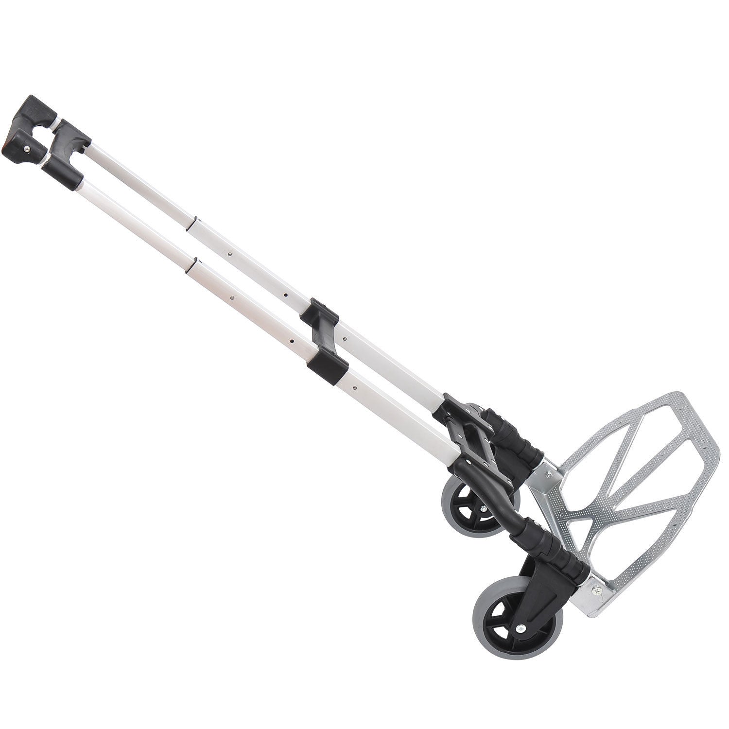 Aluminium Folding Hand Truck Trolley, Heavy Duty Foldable Sack Cart with Adjustable Telescoping Handle, 70KG Load Capacity
