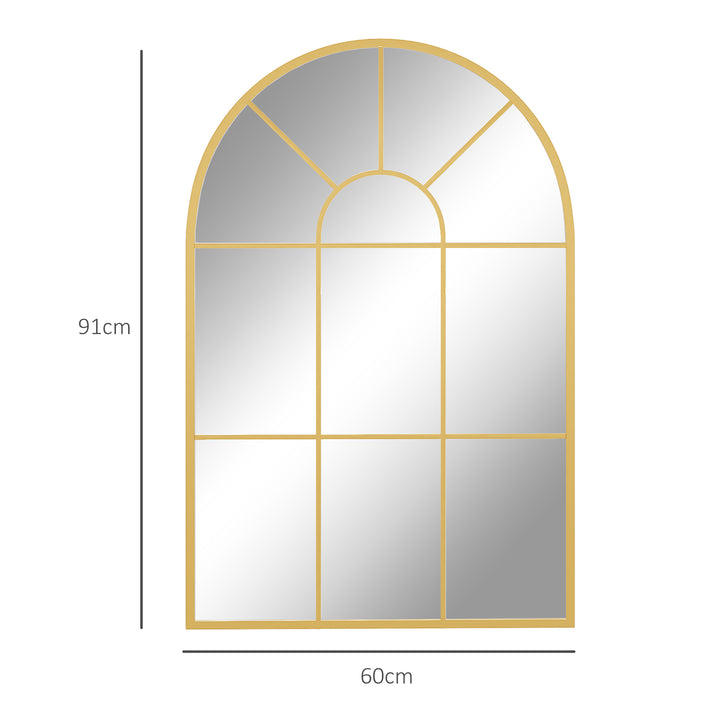 Modern Arched Wall Mirror, 91 x 60 cm Window Mirrors for Living Room, Bedroom, Gold Tone