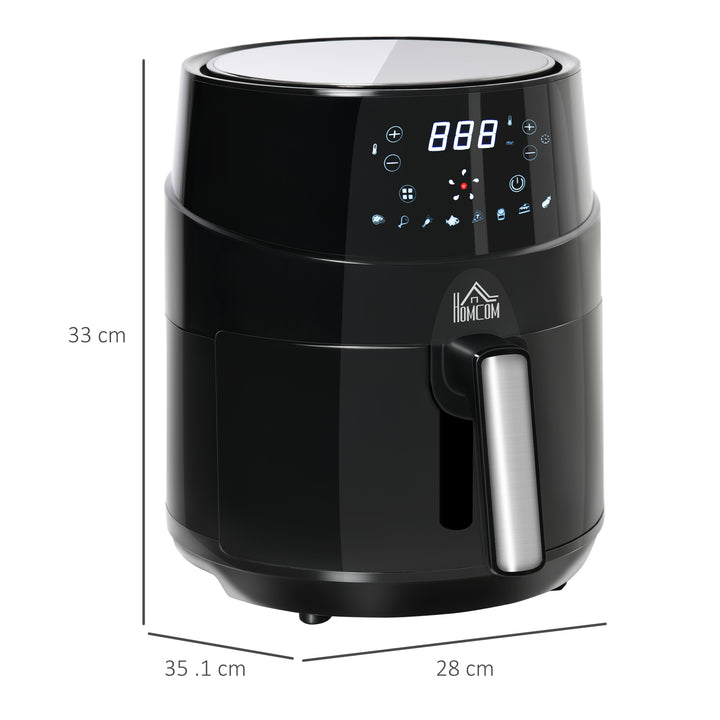 HOMCOM Compact 4.5L Digital Air Fryer, 1500W with Rapid Air Technology, Adjustable Settings & Nonstick Basket, Black | Aosom UK