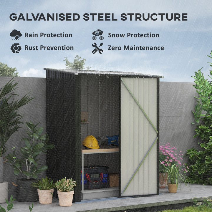 5.3 x 3.1ft Corrugated Steel Garden Shed - Black