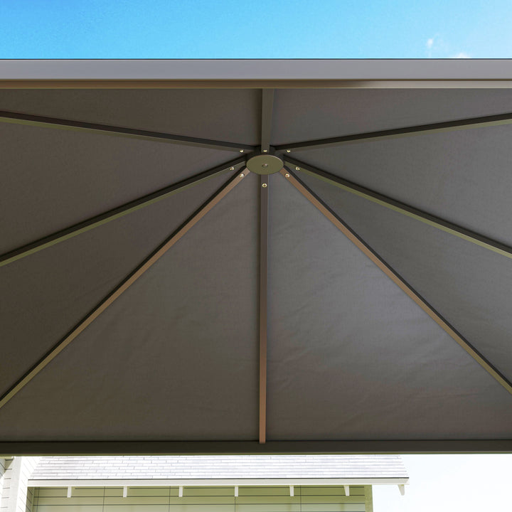 3 x 3 or 3 x 6m Garden Gazebo with Extendable Awning and Wheels, UPF30+ Outdoor Metal Gazebo Canopy Shelter for BBQ, Event, Party