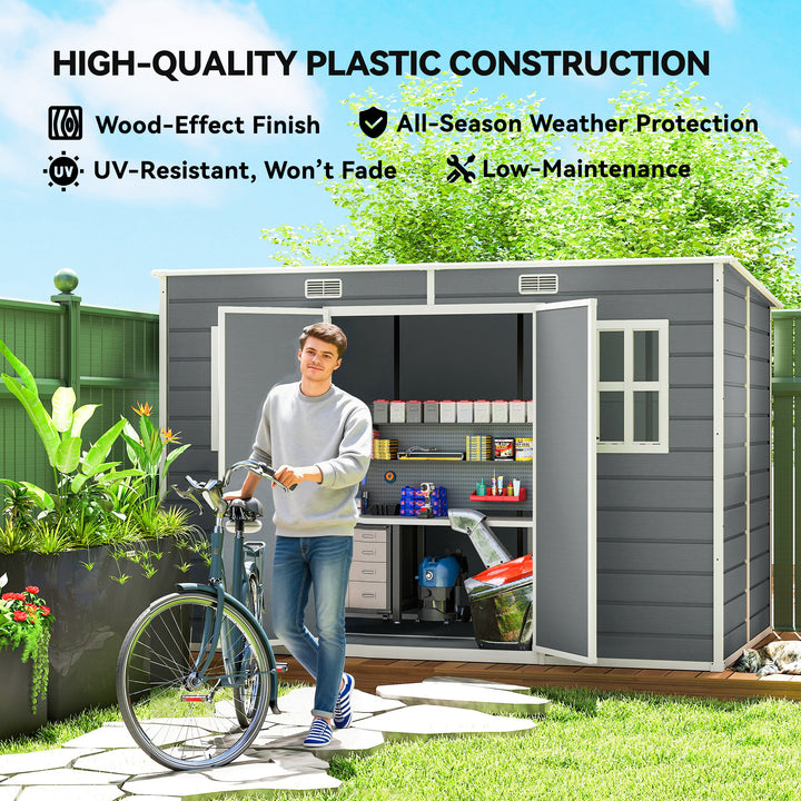 10 x 6 ft Resin Garden Shed, Outdoor Storage Shed with Floor, Windows,