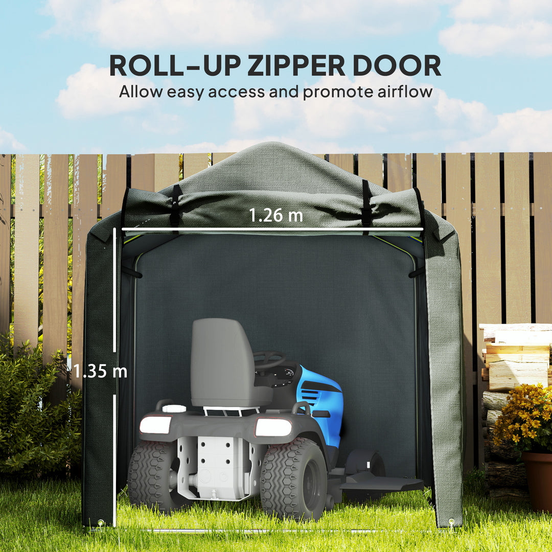 2.2 x 1.6 m Garden Storage Tent, Waterproof Anti-UV Bike Tent with Roll-up Zipper Door, Galvanised Outdoor Storage Shelter Carport for Bike, Motorbike, Garden Tools, Dark Grey