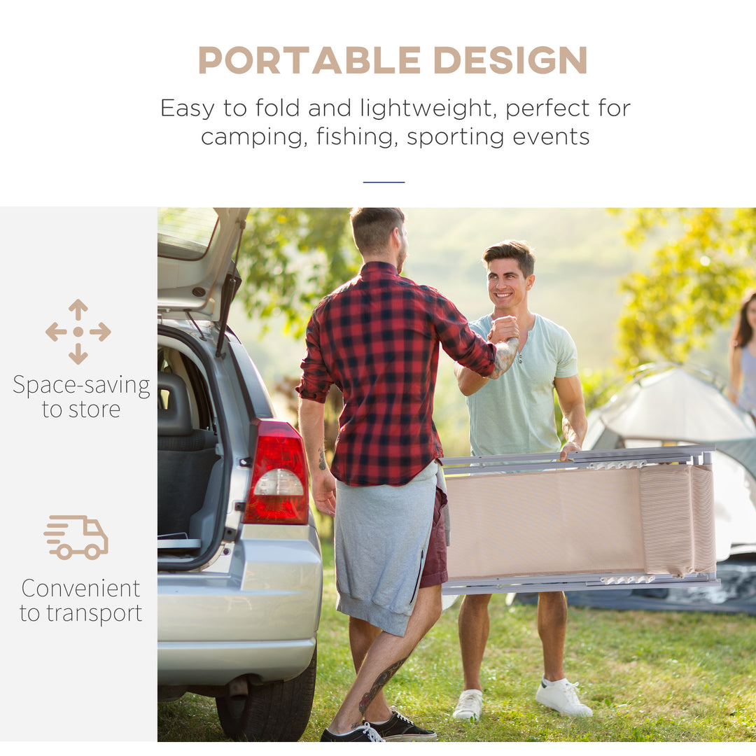 MCL Set of 2 Folding Garden Beach Aluminium Frame Deck Chairs Deckchairs Seaside Folding Garden Patio Lounger, Beige