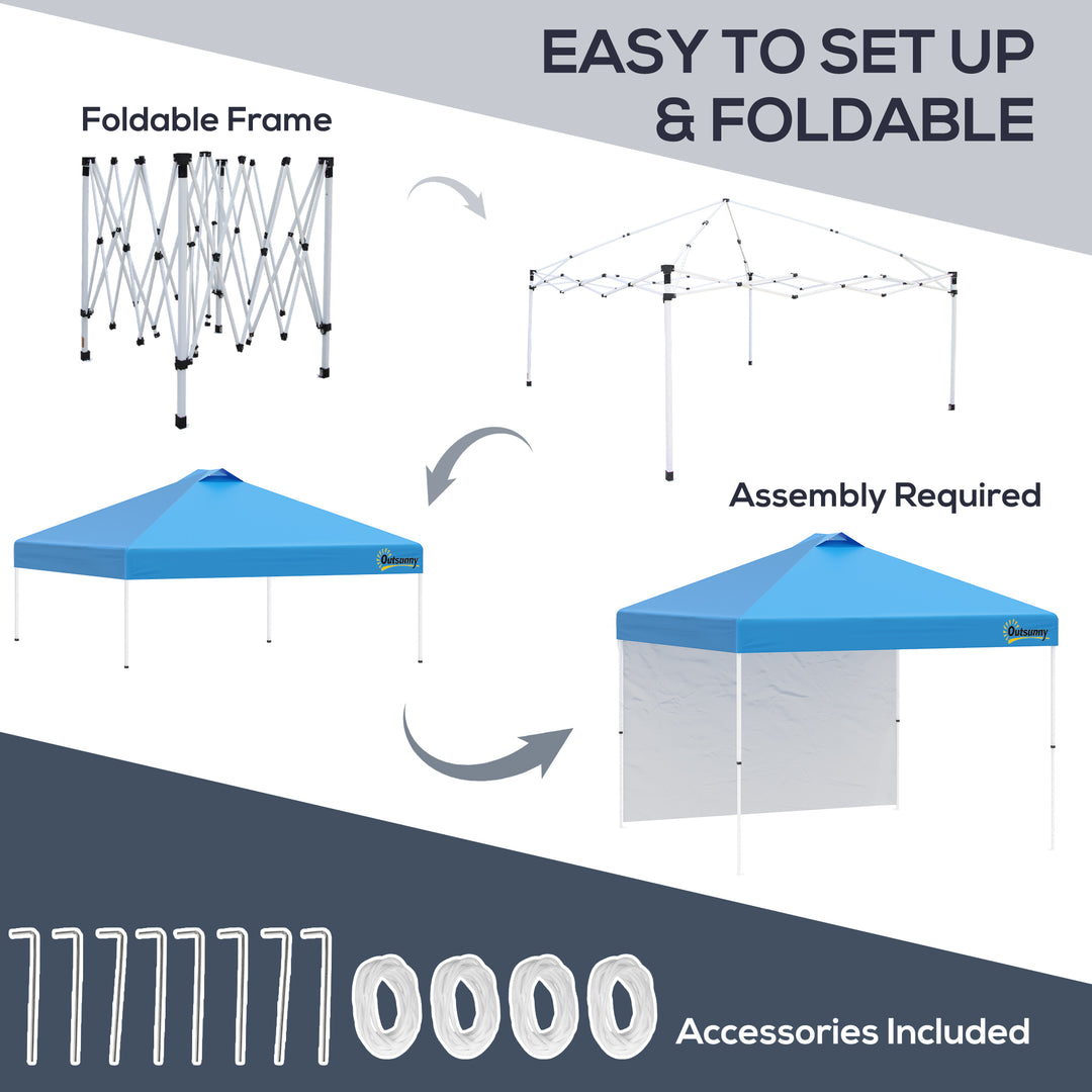 Outsunny 3x3M Pop Up Gazebo Tent with Sidewall, Roller Bag, Adjustable Height, Blue Event Shelter for Garden, Patio