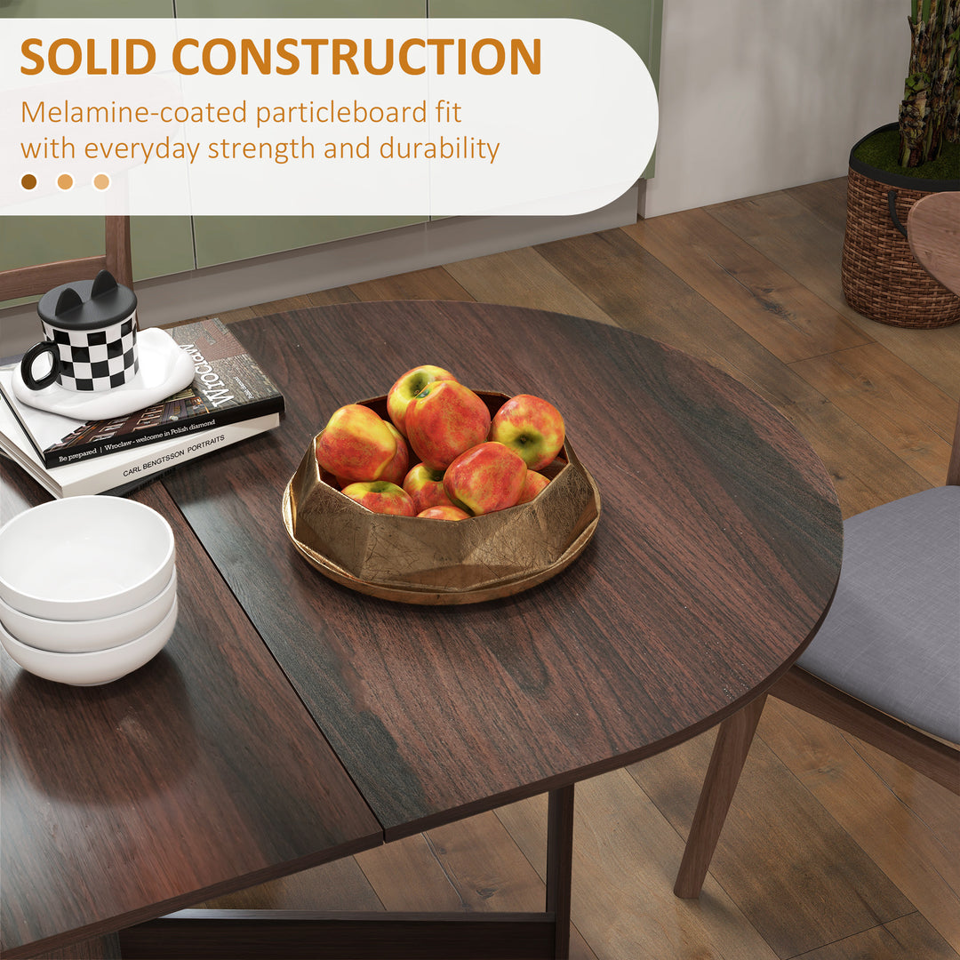 Folding Dining Table, Drop Leaf Table for Small Spaces, Oval Tabletop for Dining Room, Chocolate Wood Effect