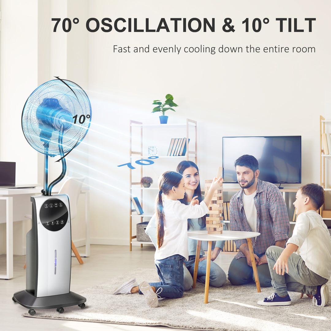 16" Pedestal Fan with Water Mist Spray, Humidifying Misting Fan, Standing Fan with 3 Speeds, 3.1L Water Tank, Timer and Electric Mosquito Killer Jack, Black