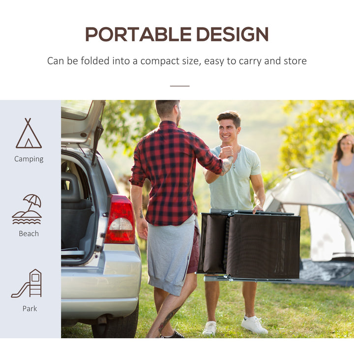 MCL Sun Lounger Steel Frame Outdoor Folding Chaise Texteline Lounge Chair Recliner with Headrest & 7 Levels Adjustable Backrest, Brown