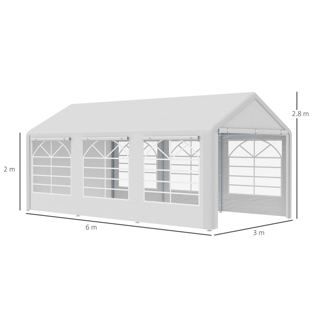 6 x 3(m) Garden Gazebo Marquee Party Tent Wedding Portable Garage Carport shelter Car Canopy Outdoor Heavy Duty Steel Frame Waterproof Rot Resistant