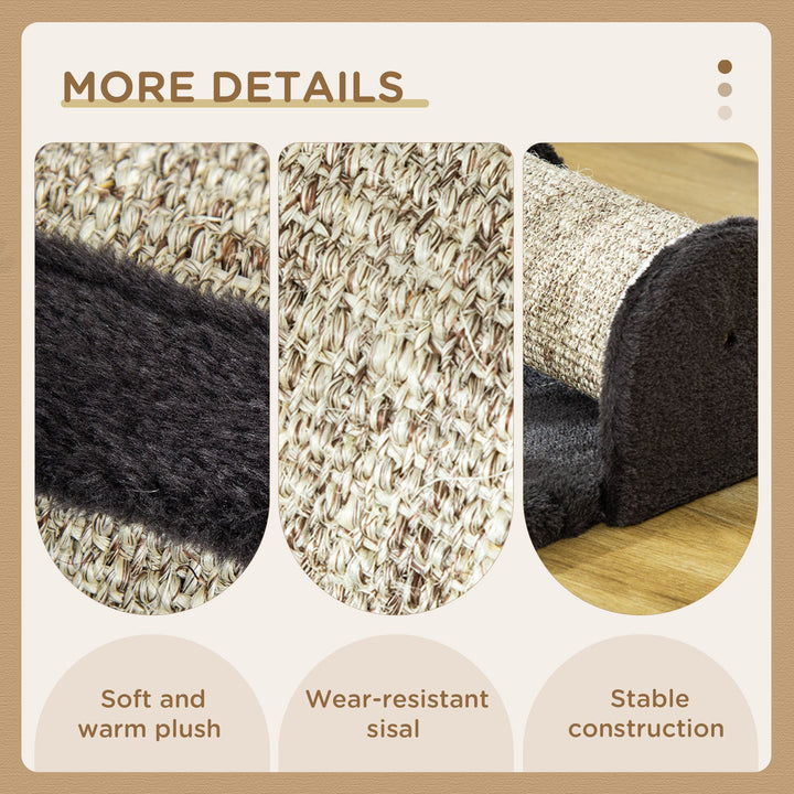 MCL Cat Scratcher, Sisal Cat Scratching Board Mat Pad with Roller, Feather Toy, 44 x 24 x 16 cm, Grey