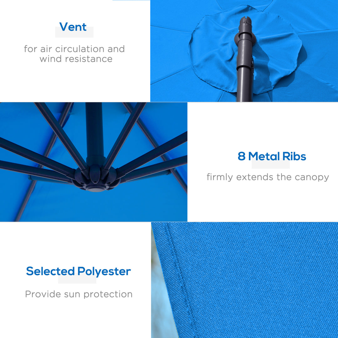 3(m) Offset Cantilever Parasol, with Cross Base - Blue