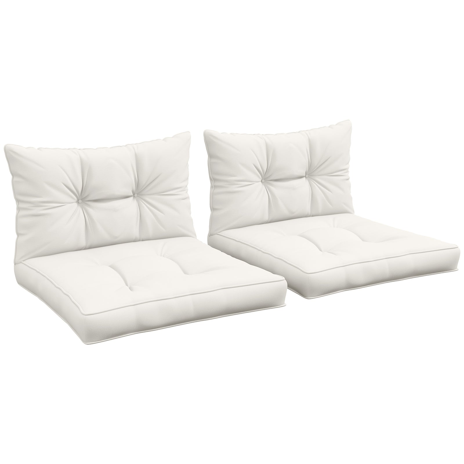 2-Piece Seat Cushions Back Pillows Replacement, Patio Chair Cushions Set for Indoor Outdoor, White