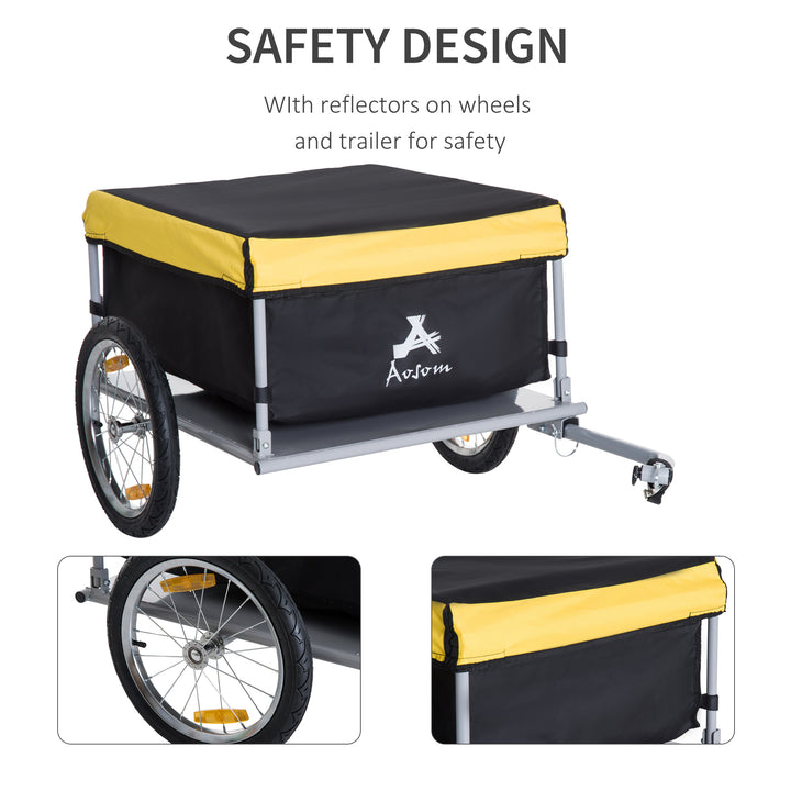 HOMCOM Steel Frame Bike Cargo Trailer Storage Cart and Luggage Trailer with Hitch Yellow