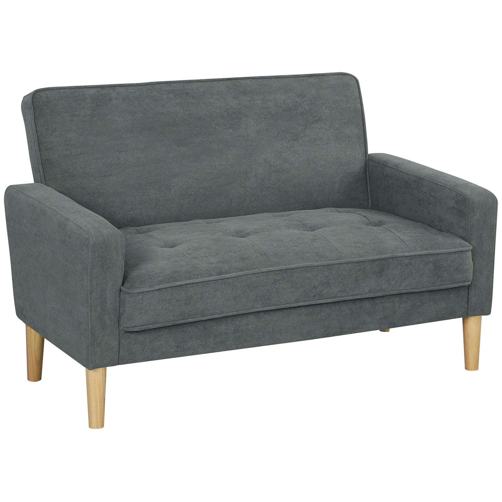 Two-Seater Velvet-Feel Sofa - Grey
