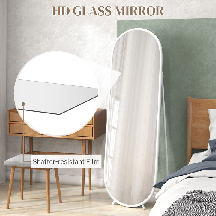 HOMCOM 40 x 160cm Full Length Mirror, Floor Standing, Wall-Mounted or Leaning Against Wall Oval Full Body Mirror w/ Support Frame | Aosom UK